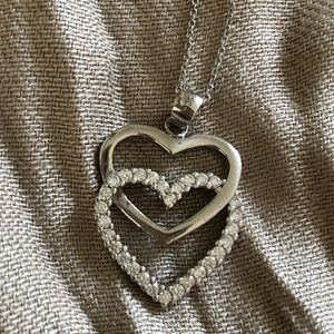 SOLD - Sterling silver double heart necklace